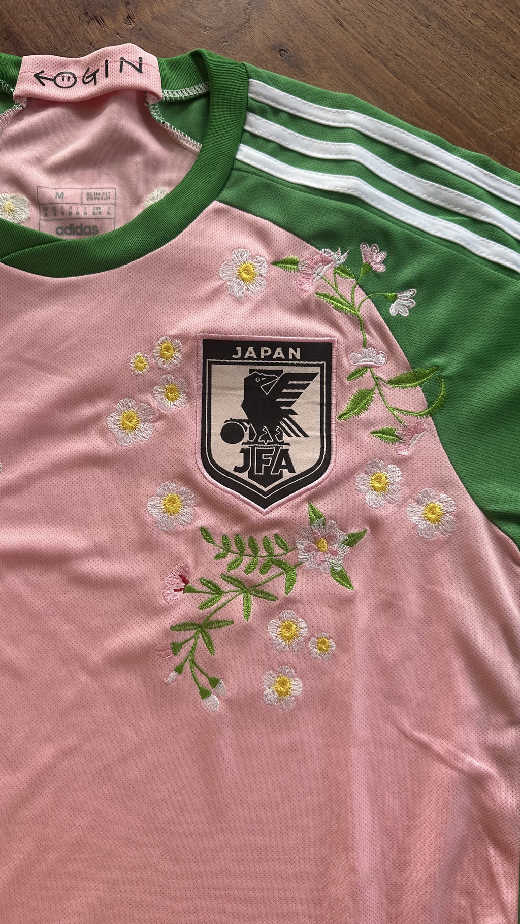 Custom Floral Embroidered Japan x Nigo 2022 Special Edition Football Jersey - Cherry Blossom Sakura Kit