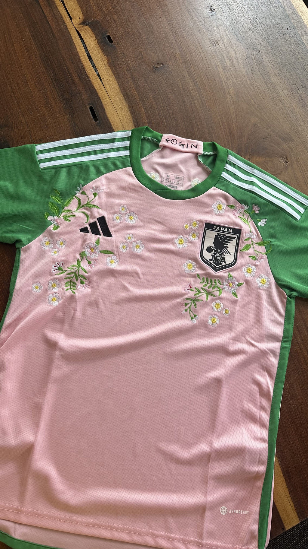 Custom Floral Embroidered Japan x Nigo 2022 Special Edition Football Jersey - Cherry Blossom Sakura Kit