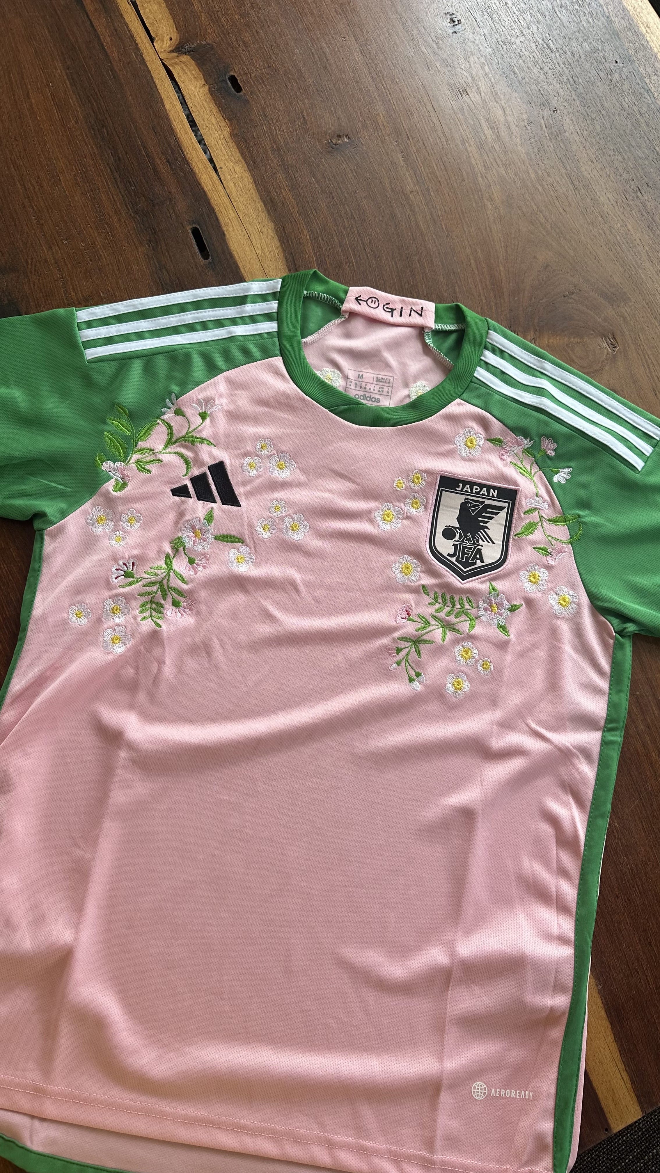 Custom Floral Embroidered Japan x Nigo 2022 Special Edition Football Jersey - Cherry Blossom Sakura Kit