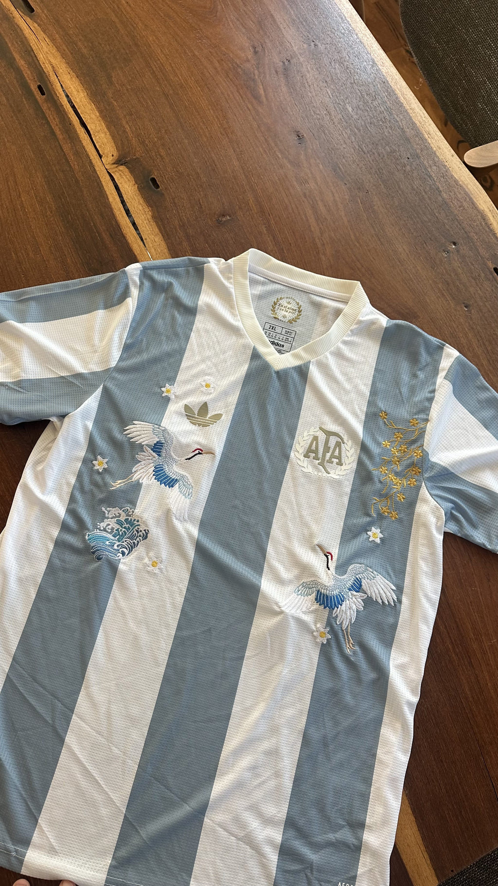 Custom Embroidered Argentina 30th Anniversary Football Jersey