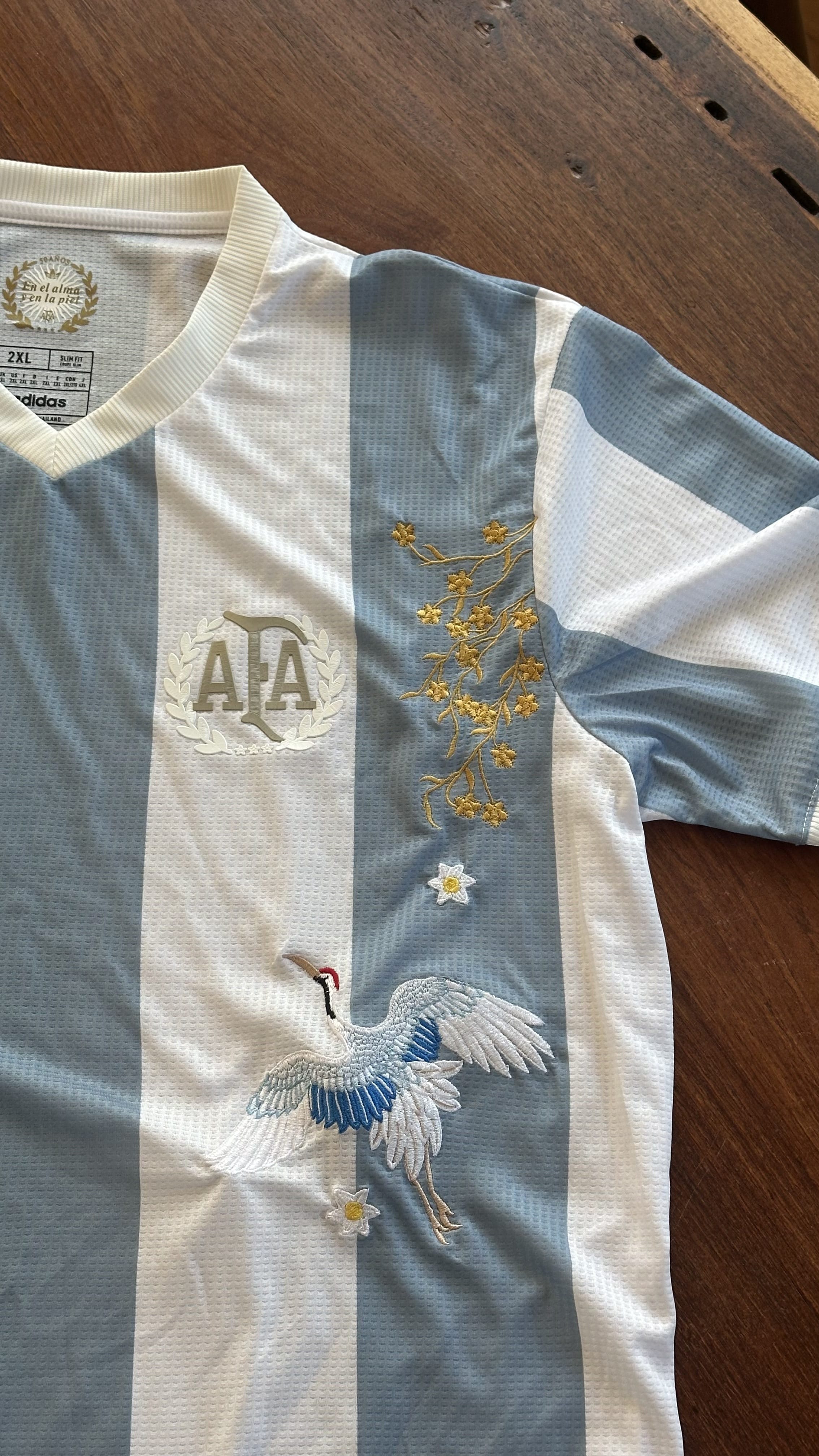 Custom Embroidered Argentina 30th Anniversary Football Jersey
