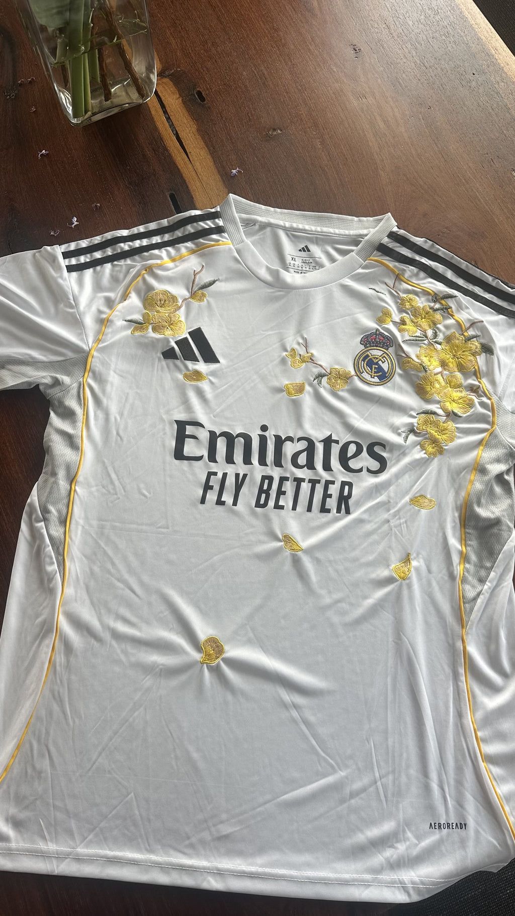Custom Floral Embroidered Real Madrid 25/26 Home Football Jersey