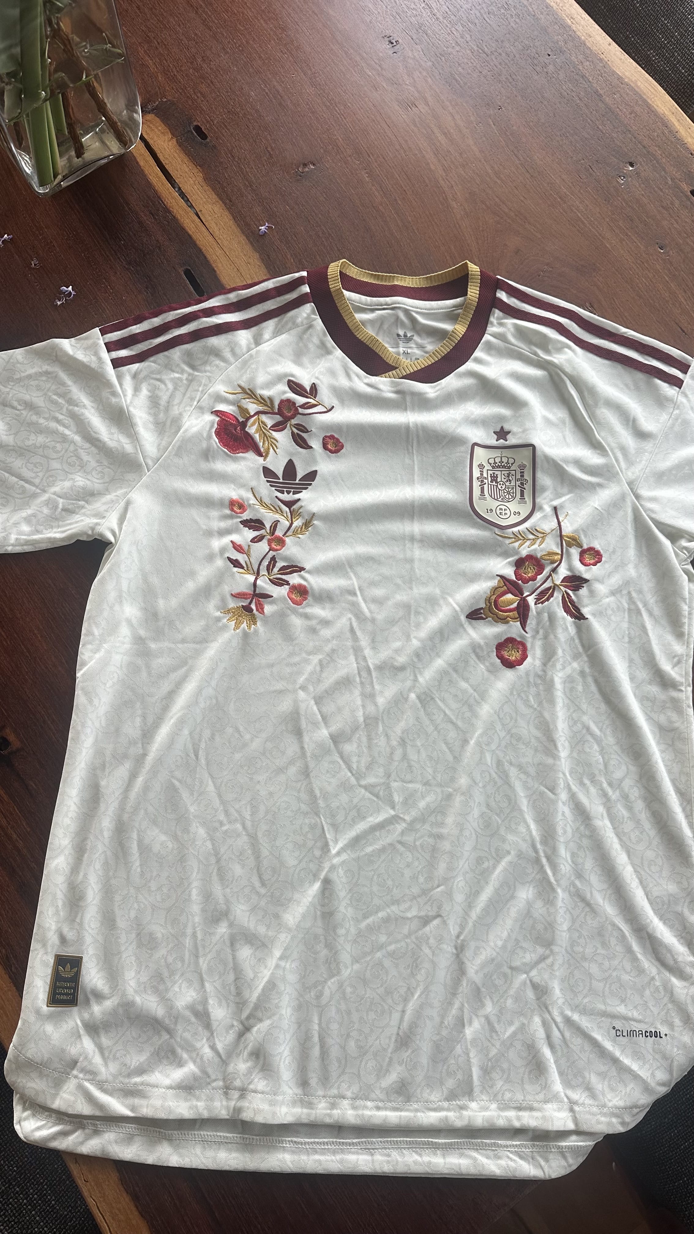 Custom Floral Embroidered Spain World Cup 2026 Home Football Jersey