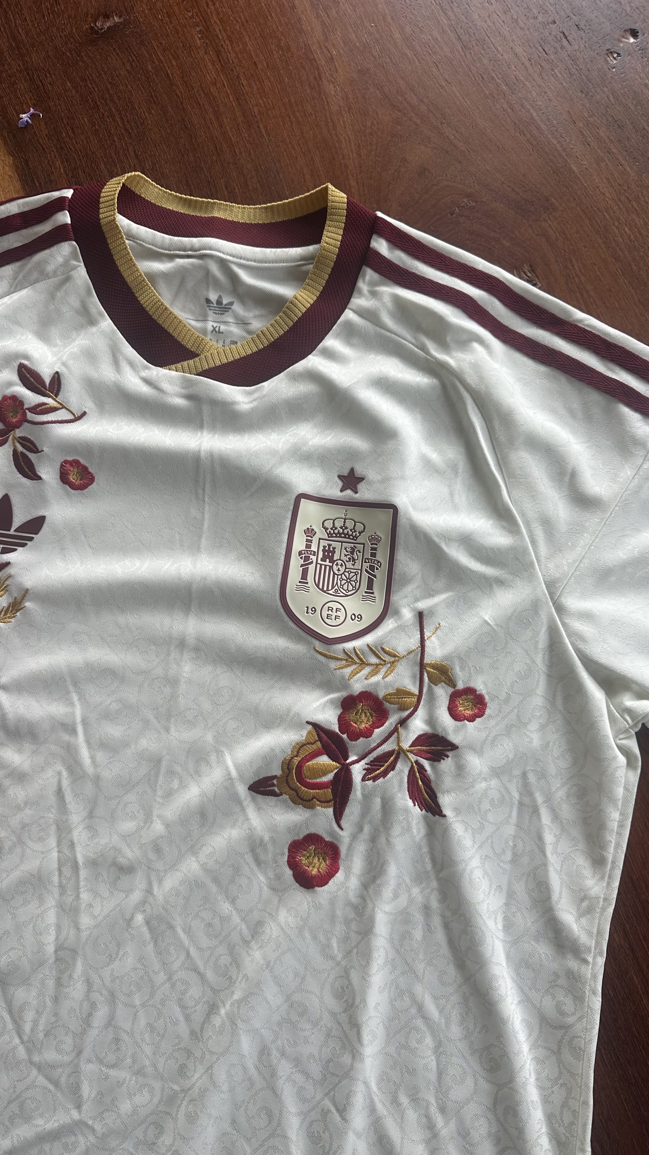 Custom Floral Embroidered Spain World Cup 2026 Home Football Jersey